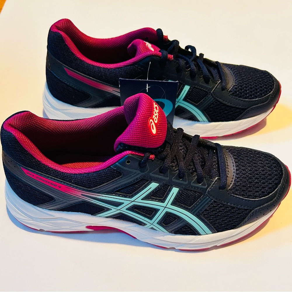 ASICS NWT Gel Contend 4 T765N Women's Athletic Shoes Blue, Pink, and Teal Size 7